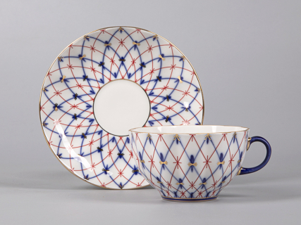 Чашка с блюдцем форма Тюльпан рисунок Сетка 1950, арт. 81.30860.00.1, 