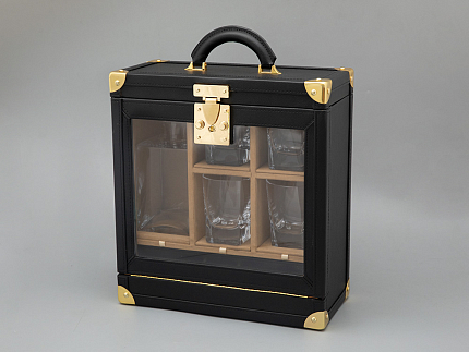 Подарочный набор Кожаный чемодан мини-бар Status черный  арт. 81.31188.00.1