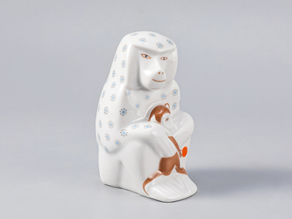 Скульптура Павиан с детенышем Голубая снежинка арт. 82.82573.00.1, 