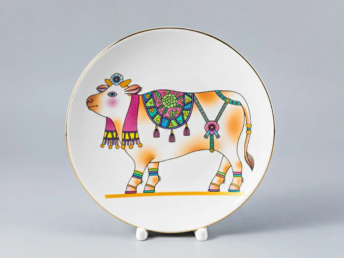 Тарелка декоративная 195 форма Эллипс рисунок Восточный сувенир. Бычок, арт. 80.99932.00.1, 