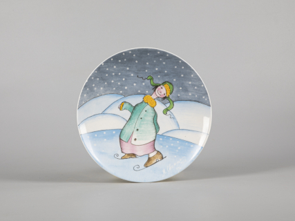 Декоративная тарелка 195 мм форма Эллипс рисунок Зима. Мальчик арт. 81.31054.00.1, 