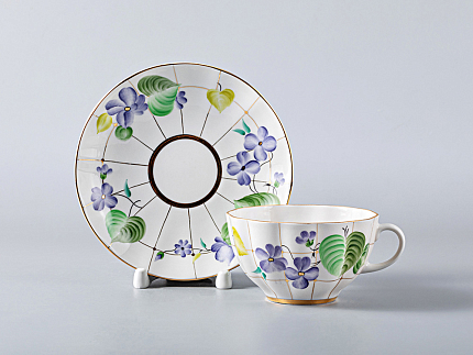 Чашка с блюдцем чайная 250 мл форма Тюльпан рисунок Лесная фиалка арт. 81.10119.00.1