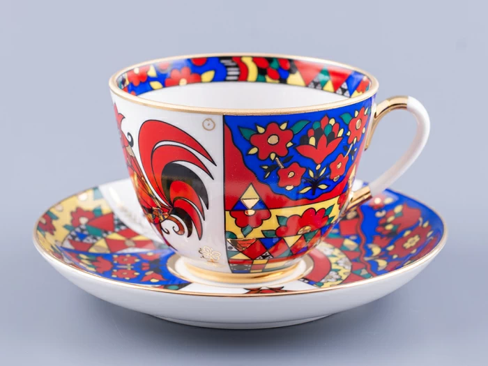 Чашка с блюдцем чайная 250 мл форма Весенняя рисунок Народные узоры арт. 81.18073.00.1, 