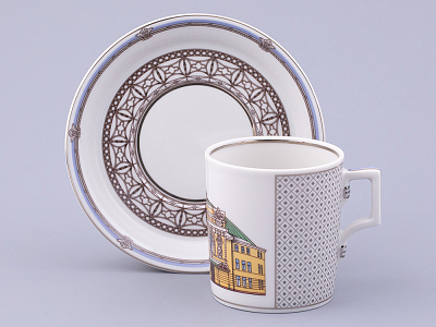 Сервиз чайный на 6 персон 21 предмет, форма Гербовая, рисунок Серебряный город, арт. 81.32583.00.1