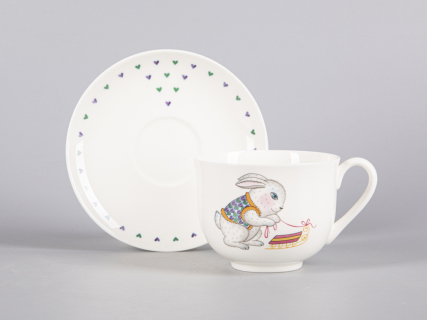 Чашка с блюдцем чайная 335 мл форма Ландыш рисунок Саночки арт. 81.30680.00.1, 