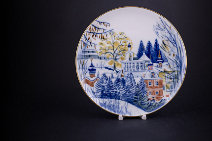 Декоративная тарелка 275 мм, Русский север.Псково-Печерский монастырь, форма Эллипс, арт 60.13859.00.1