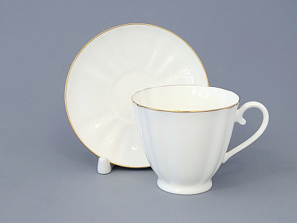 Чашка с блюдцем чайная 200 мл форма Гвоздика рисунок Золотой кантик арт. 81.13929.00.1