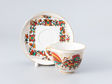 Чашка с блюдцем чайная 250 мл форма Весенняя рисунок Красный петух арт. 81.15418.00.1, 