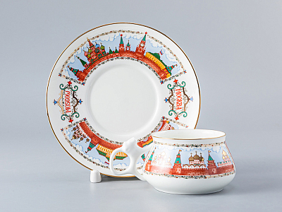 Чашка с блюдцем кофейная 180 мл.,  форма Билибина, рисунок Московский Кремль арт. 81.15932.00.1