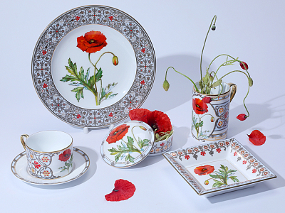 Тарелка декоративная 270 мм в подарочной упаковке, форма Европейская, рисунок Мак восточный, арт. 81.32769.00.1