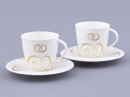 Чашка с блюдцем чайная форма Оливия рисунок Колечки, арт. 81.31427.00.1, 