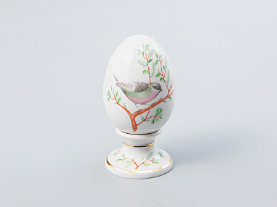 Яйцо пасхальное на подставке 82 мм форма Нева рисунок Пеночка арт. 80.65671.00.1