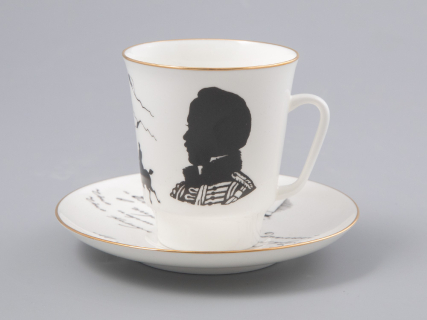 Чашка с блюдцем 165 мл форма Майская рисунок Русские писатели Лермонтов, арт. 81.31746.00.1, 