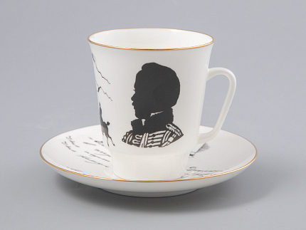 Чашка с блюдцем 165 мл форма Майская рисунок Русские писатели Лермонтов, арт. 81.31746.00.1