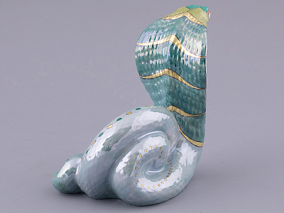 Скульптура форма Кобра, большой размер, в подарочной упаковке, рисунок Хризопраз, арт. 81.32812.00.1