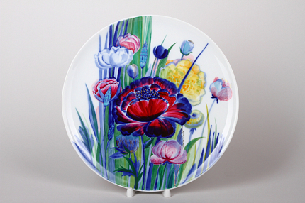 Декоративная тарелка 275 мм, форма Эллипс, рисунок Прекрасный сад.Мак, арт 60.10480.00.1