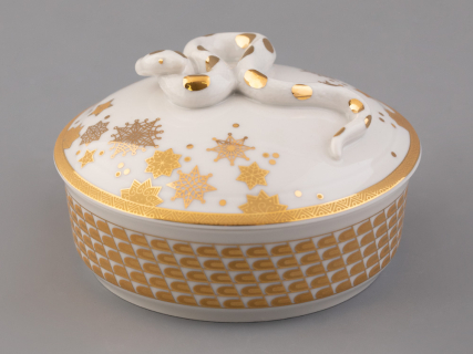 Туалетная коробочка форма Круглая. Змея, рисунок Золотая змейка, арт. 80.48226.00.1, 