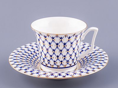 Чашка с блюдцем кофейная 145 мл форма Юлия рисунок Кобальтовая сетка арт. 81.20119.00.1