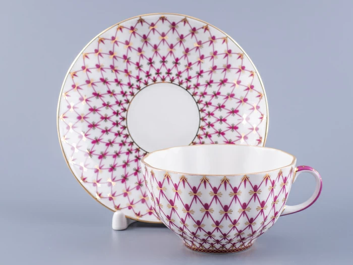 Чашка с блюдцем чайная форма Тюльпан рисунок Сетка-Блюз 2 арт. 81.24812.00.1, 