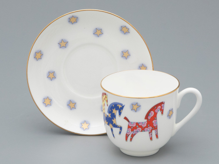Чашка с блюдцем 180 мл.,  форма Ландыш рисунок Год лошади, арт. 81.33974.00.1, 