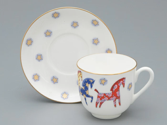 Чашка с блюдцем 180 мл.,  форма Ландыш рисунок Год лошади, арт. 81.33974.00.1, 