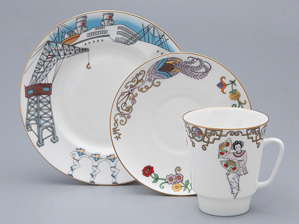 Трехпредметный комплект 165 мл форма Майская рисунок Балет Красный Мак арт. 81.31530.00.1