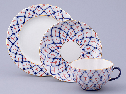 3-х предметный комплект чайный форма Тюльпан  рисунок Сетка 1950, арт. 81.31131.00.1