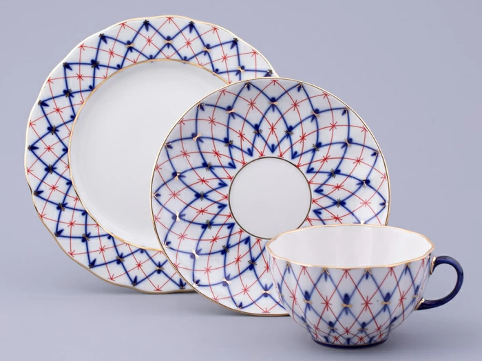 3-х предметный комплект чайный форма Тюльпан  рисунок Сетка 1950, арт. 81.31131.00.1, 