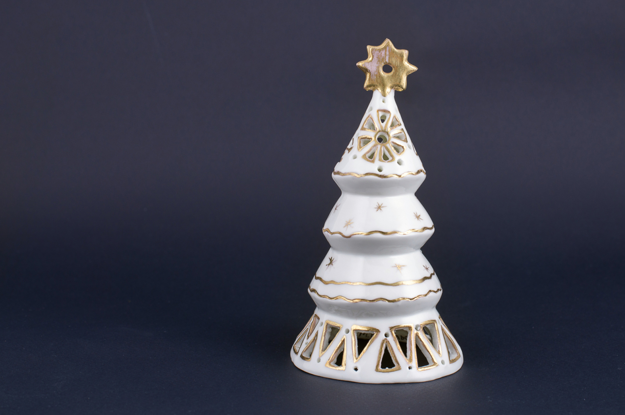 Подсвечник Елочка-пирамида, рисунок Золотой, арт 60.15274.00.1, 