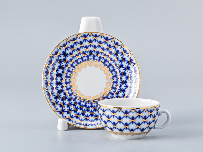 Чашка с блюдцем кофейная 40 мл.,  форма Тюльпан,   рисунок Кобальтовая сетка арт. 81.14623.00.1, 