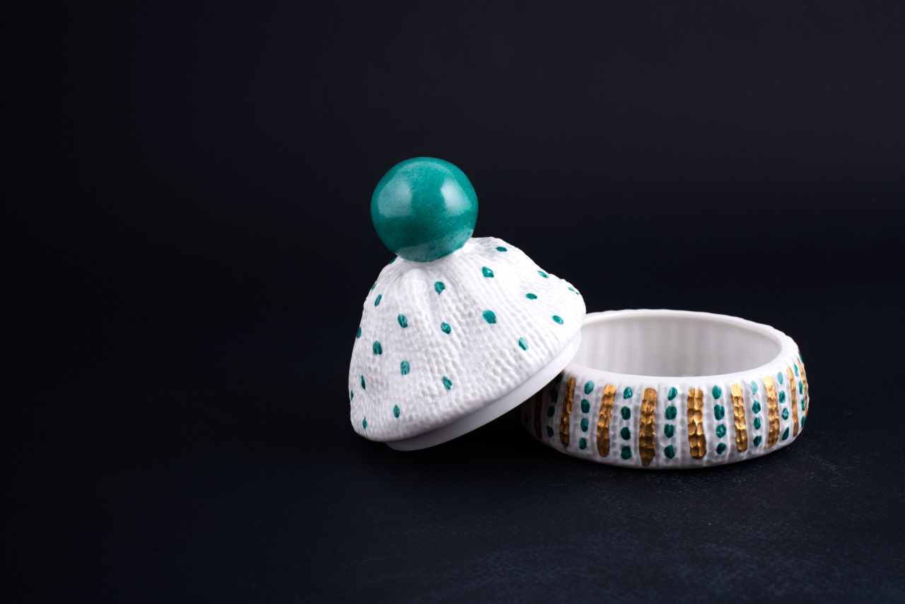 Шкатулка Детская Шапочка, рисунок Зеленый помпон, арт 60.14115.00.1, 