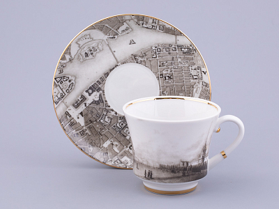 Чашка с блюдцем чайная форма Банкетная рисунок Великолепный Невский У Адмиралтейства, арт. 81.32684.00.1