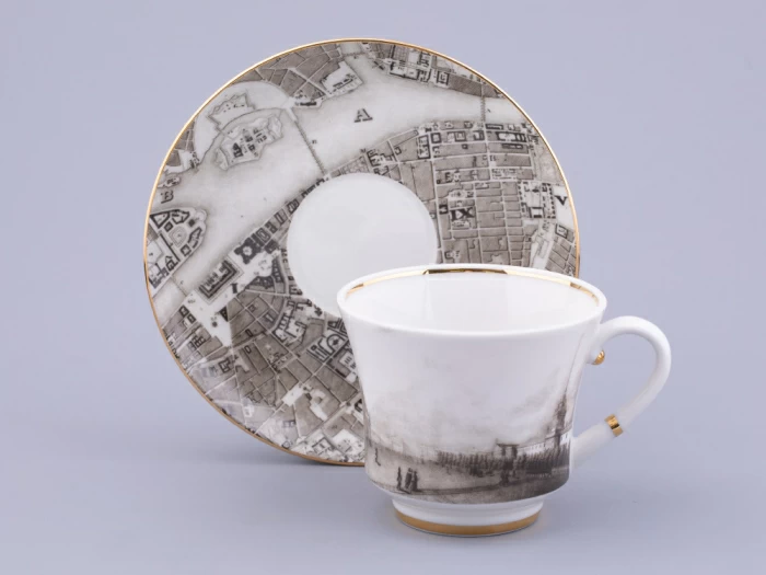 Чашка с блюдцем чайная форма Банкетная рисунок Великолепный Невский У Адмиралтейства, арт. 81.32684.00.1, 