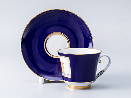 Чашка с блюдцем кофейная 145 мл.,  форма Банкетная,  рисунок Классика Петербурга 52% №5 арт. 81.18112.00.1