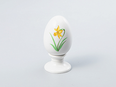 Яйцо пасхальное на подставке форма Нева рисунок Желтый нарцисс, арт. 80.98856.00.1
