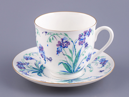 Чашка с блюдцем кофейная 180 мл.,  форма Ландыш,  рисунок Незабудки арт. 81.10781.00.1