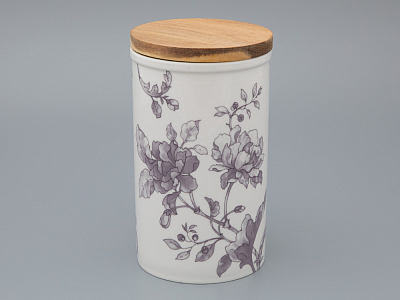Банка с деревянной крышкой (высокая) форма Стандартная, рисунок Monplaisir Violet, в упаковке, арт 42.00061.00.1