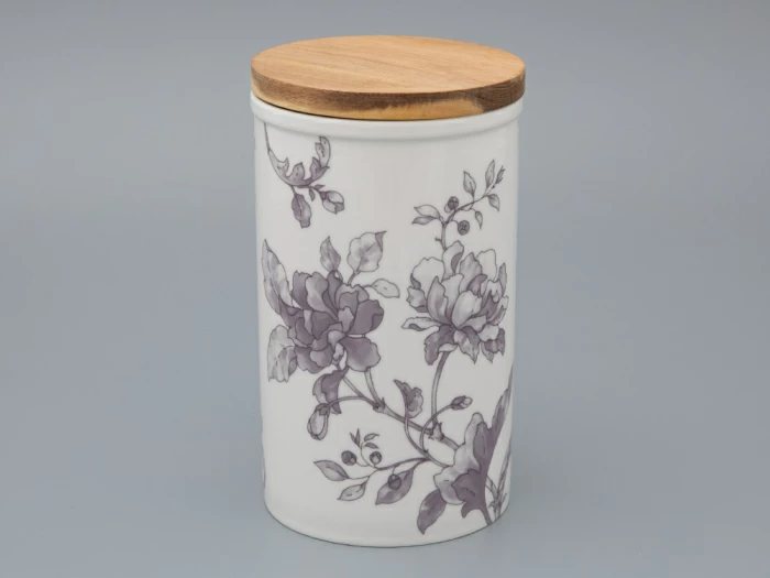 Банка с деревянной крышкой (высокая) форма Стандартная, рисунок Monplaisir Violet, в упаковке, арт 42.00061.00.1, 