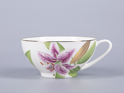 Чашка с блюдцем чайная 300мл, форма Купольная, рисунок Лилии, арт 81.29655.00.1