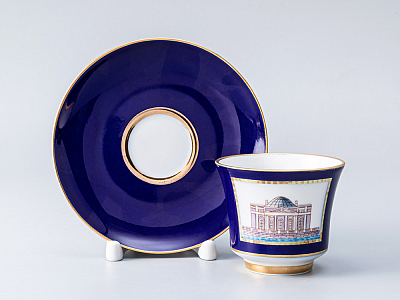 Чашка с блюдцем кофейная 145 мл., форма Банкетная, рисунок Классика Петербурга 52% №1 арт. 81.18108.00.1