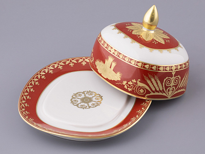 Масленка форма Александрия, рисунок Гурьевский сервиз, арт. 80.48458.00.1