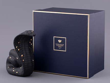 Скульптура форма Кобра, большой размер, в подарочной упаковке, рисунок Черное золото, арт. 81.32914.00.1