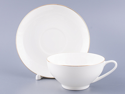 Чашка с блюдцем чайная 300 мл форма Купольная рисунок Золотая лента арт. 81.16430.00.1