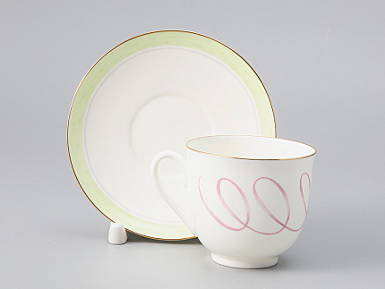 Чашка с блюдцем кофейная 180 мл., форма Ландыш, рисунок Лента арт. 81.28108.00.1