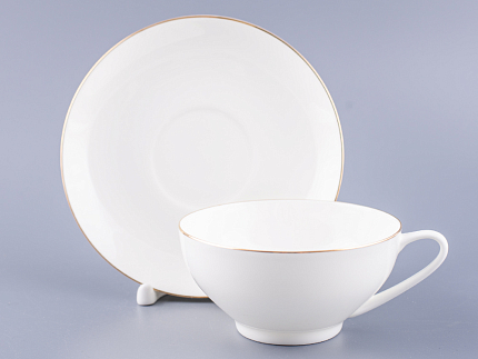 Чашка с блюдцем чайная 300 мл форма Купольная рисунок Золотая лента арт. 81.16430.00.1