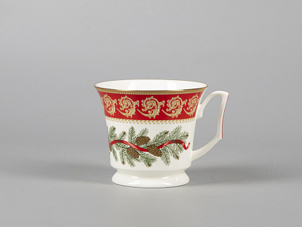 Чашка с блюдцем чайная 210 мл форма Юлия рисунок Рождественское чаепитие арт. 81.30682.00.1
