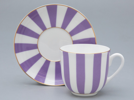 Чашка с блюдцем кофейная 180 мл.,  форма Ландыш 2, рисунок Да и нет (фиолетовый с отводкой) арт. 81.25354.00.5, 