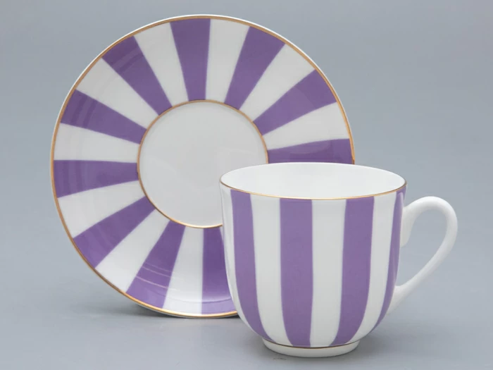 Чашка с блюдцем кофейная 180 мл.,  форма Ландыш 2, рисунок Да и нет (фиолетовый с отводкой) арт. 81.25354.00.5, 