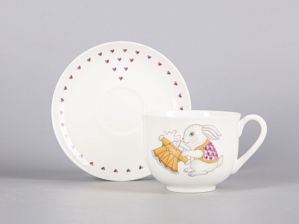 Чашка с блюдцем чайная 335 мл форма Ландыш рисунок Шубка арт. 81.30681.00.1