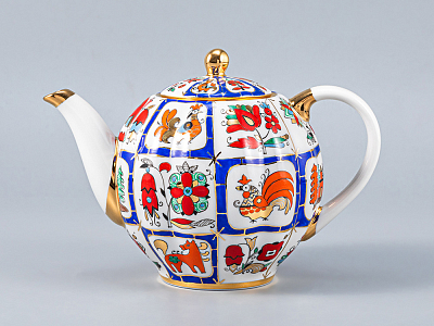 Сервиз чайный форма Тюльпан рисунок Русский лубок, 6 персон 20 предметов, арт. 81.20958.00.1